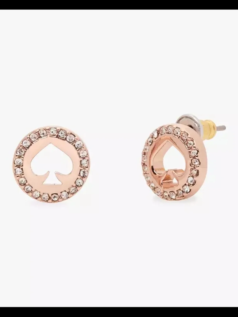 kate spade Rose Gold Spot the Spade Crystal Heart Halo Stud Earrings